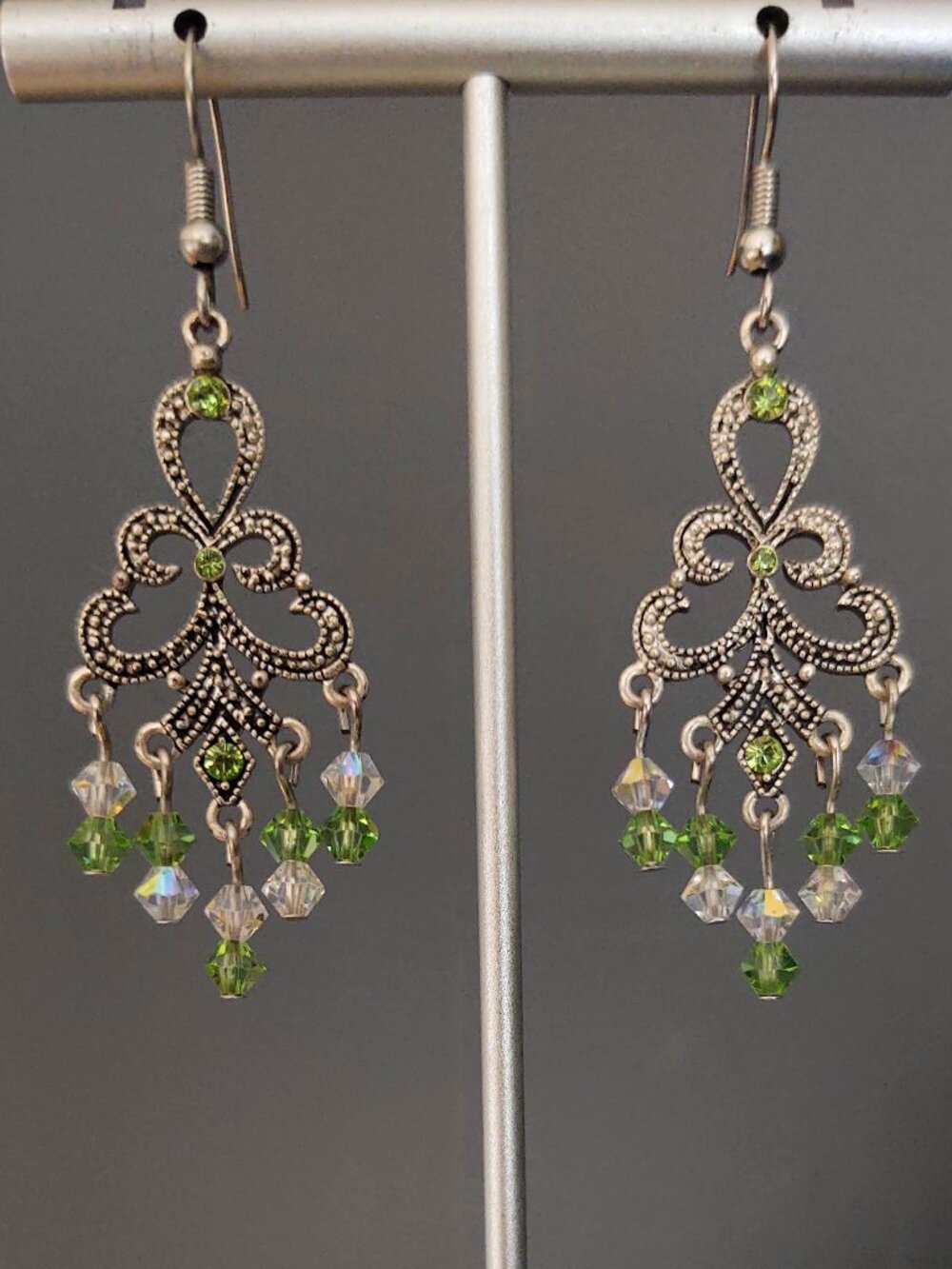 Silver and crystal chandelier earrings